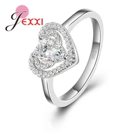 new 925 sterling silver heart shaped jewelry high grade zircon crystals lady ring holiday bride with the same paragraph