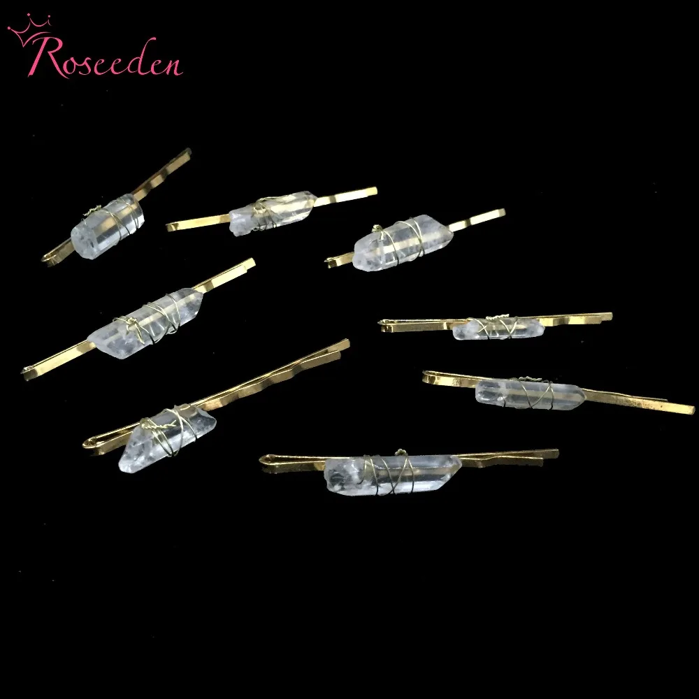 Изысканная Свадебная кварцевая шпилька ручной работы с натуральным кристаллом
