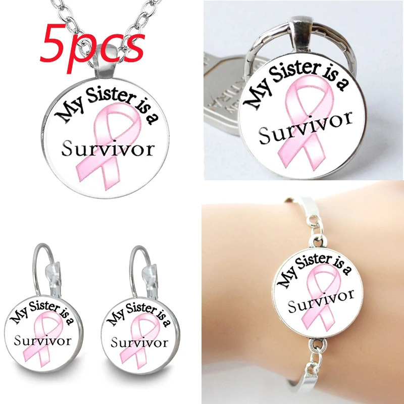 

"My Sister is a Survivor" Quote Necklace Glass Cabochon Jewelry Handcrafted Pendant Women Sisters Friendship Gift