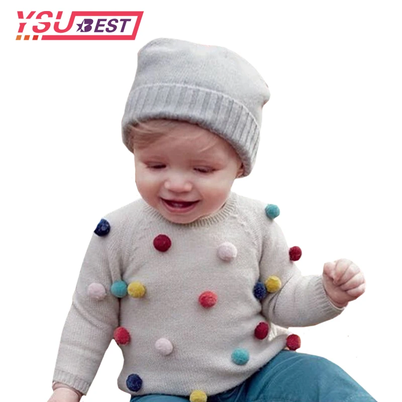 2020 Autumn Knitting Sweater Baby Toddler Girls Boys Fashion Winter Kids Pompom Soft Cashmere Sweaters Girl Clothes | Детская одежда и