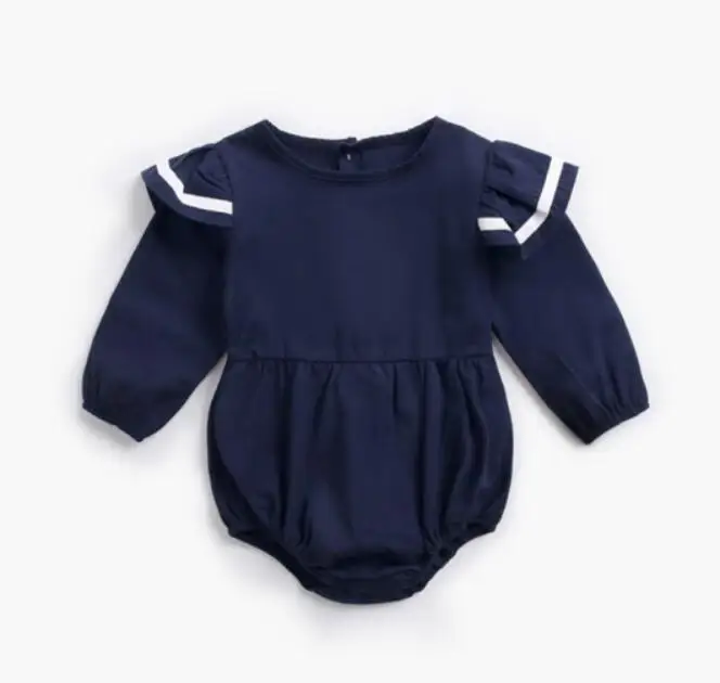 Dark Blue Хлопковая одежда для малышей новые детские комбинезоны для мальчиков и девочек, комбинезоны спецодежда для новорожденных, ползунки для маленьких девочек, Ползунки для новорожденных мальчиков - Цвет: Dark Blue