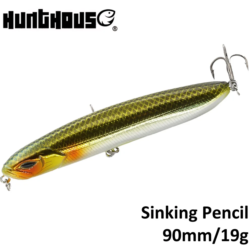 

Hunthouse V pencil bait fishing lure stickbaits artificial bait 90mm 19g sinking swimming action Japan hooks 6 colors available