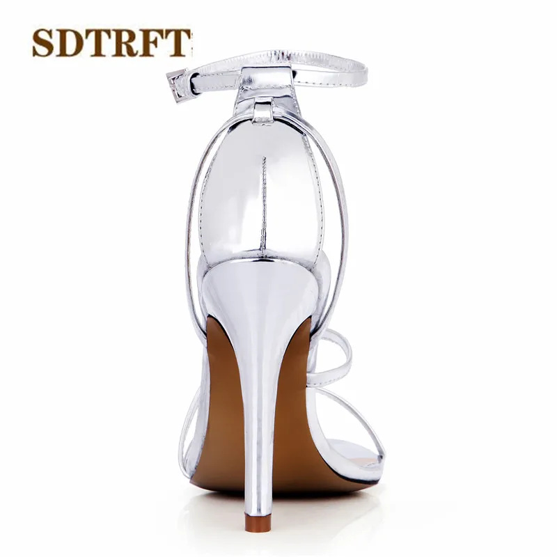 

SDTRFT zapatos mujer Plus:34-43 Summer sexy Buckle sandals 10cm thin high heels Open Toe wedding shoes woman Ankle Strap pumps