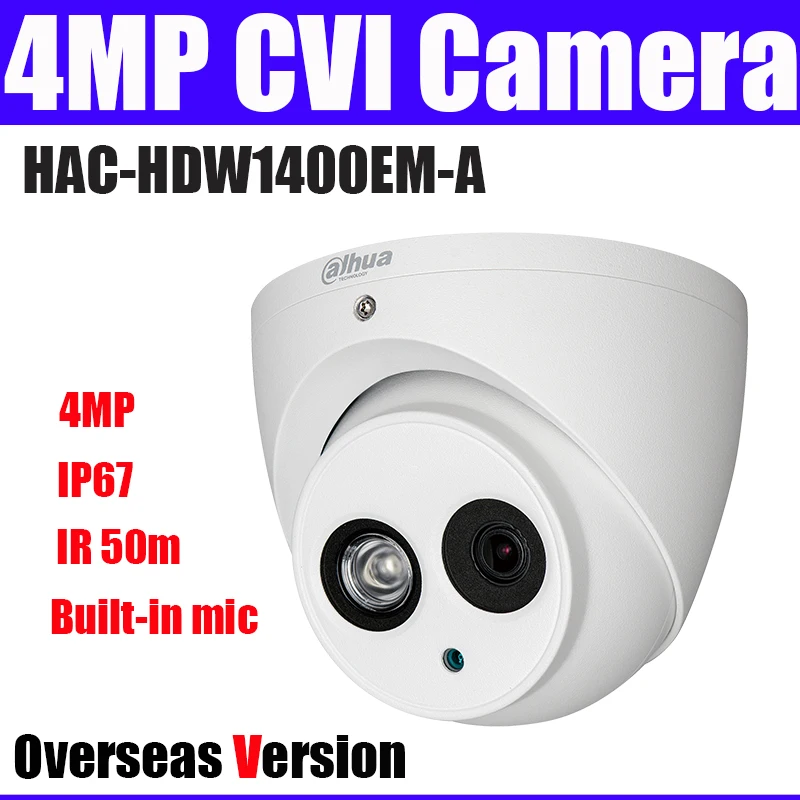 Dahua HAC-HDW1400EM-A 2.8mm 3.6mm 4MP HDCVI IR Eyeball Camera Built-in mic IR50m IP67 HAC-HDW1400EMP-A | Безопасность и защита