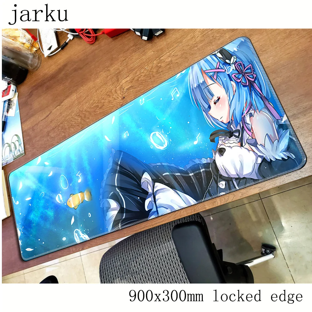 

re zero mousepad gamer 900x300X3MM gaming mouse pad large Domineering notebook pc accessories laptop padmouse ergonomic mat