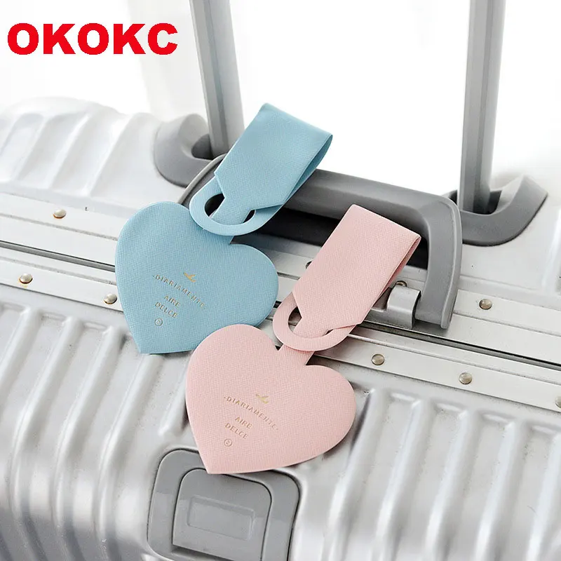 OKOKC простые в форме сердца багажные бирки ПВХ кожаные для паспорта дорожные ремни