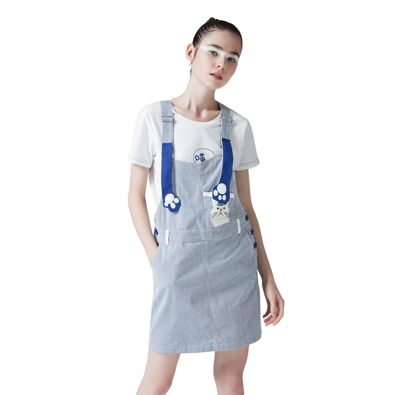Toyouth летний прибытие женщины чулок dress полосатый cat печати casual dress женская мода гольфы прямо dress