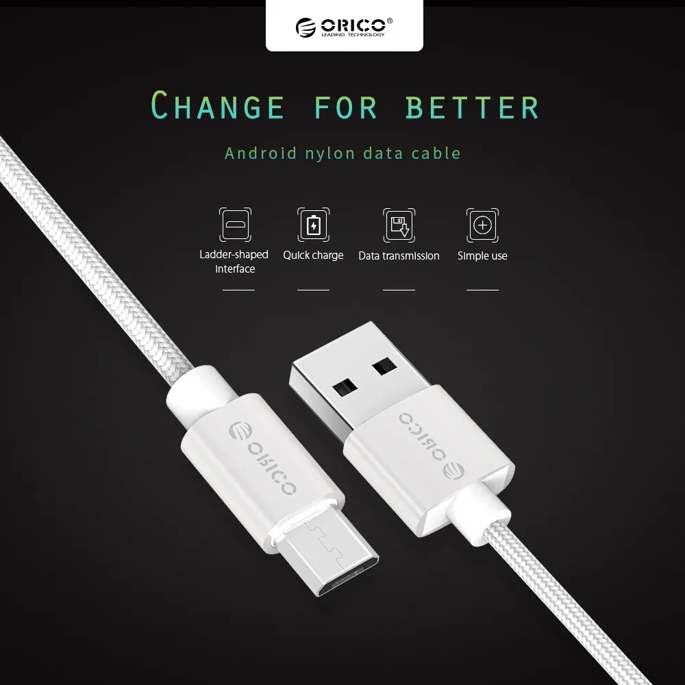 ORICO Micro USB нейлоновый кабель для samsung Xiaomi Быстрая зарядка USB кабель для передачи данных Android Microusb зарядный кабель для мобильного телефона