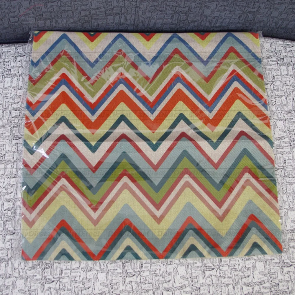 1x подушки Чехол Композитное белье толстый красочный зигзаг декоративная
