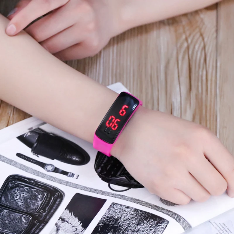 JOYROX модный светодиодный дисплей цифровые спортивные часы горячая силиконовый ремешок детские наручные часы для девочек и мальчиков детские часы карамельного цвета