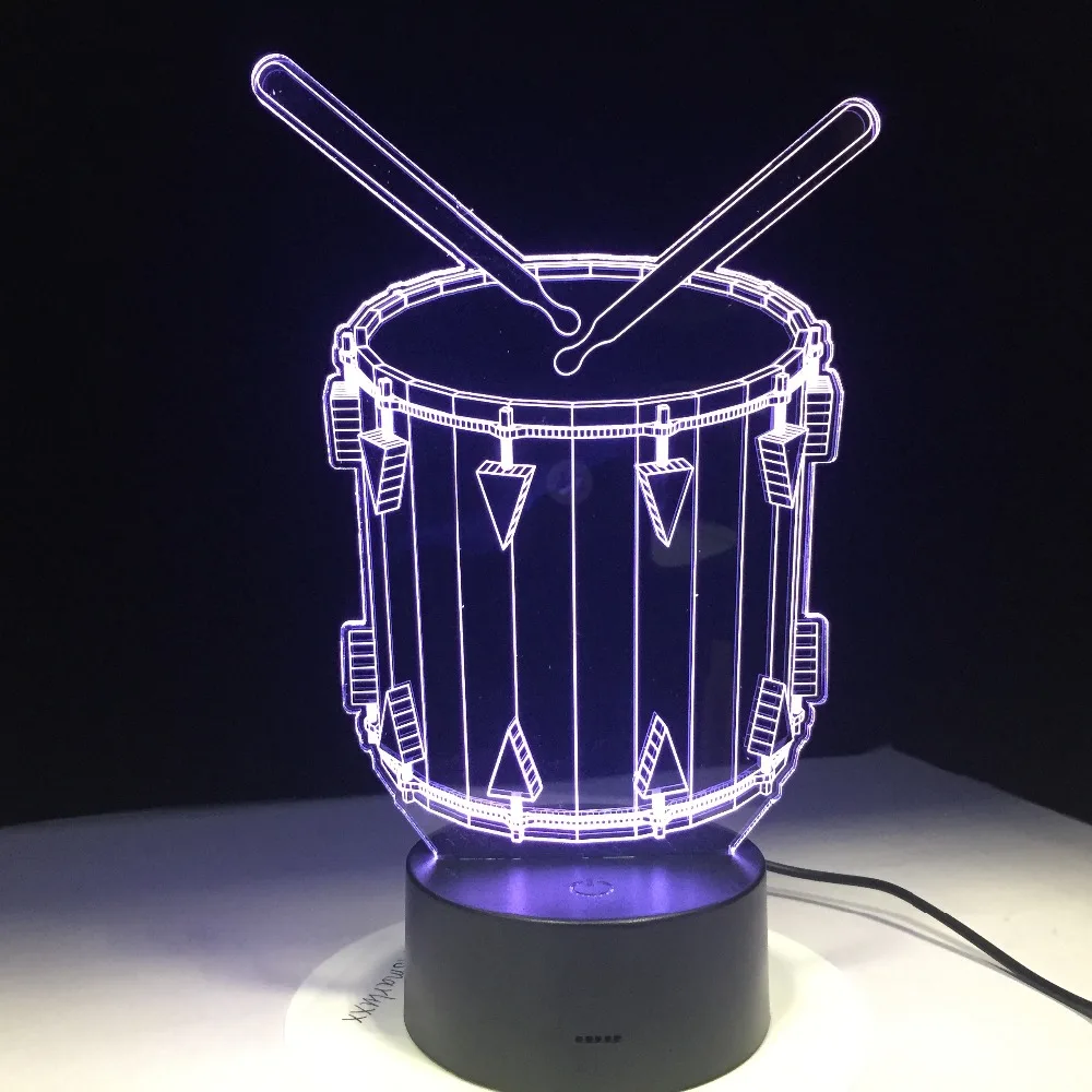 

Drum Set 3D Illusion Night Light 7 Color Changing Touch Table Desk Lamps Acrylic LED Desk Table Lamp Party Atmosphere Drop Ship