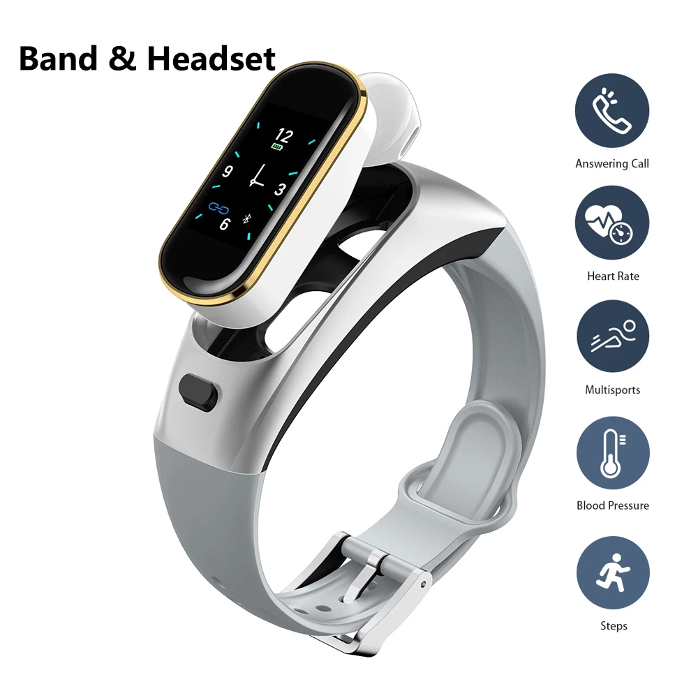 Смарт браслет и Bluetooth наушники ответ на звонок сердечный ритм кровяное давление