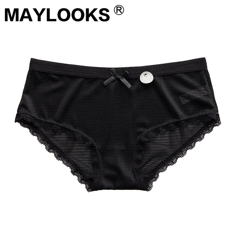 Maylooks Новое Сетчатое отверстие без следов средней талии студенческое нижнее