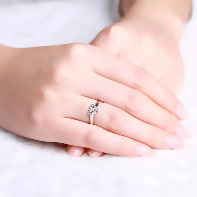 ZOCAI enched обручальное кольцо с сердцем Настоящее сертификат 0,2 CT H/SI АЛМАЗ 18 K Белое Золото(AU750) обручальное кольцо W03127