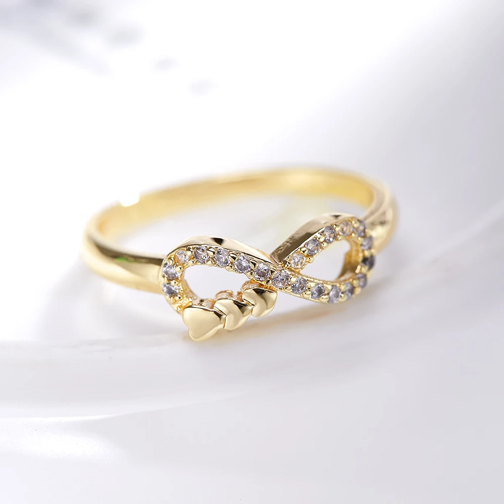 New Design Fashion Alloy Crystal Rings Gold /Silver Color Infinity Ring Infinty Statement Jewelry Wholesale for Women | Украшения и