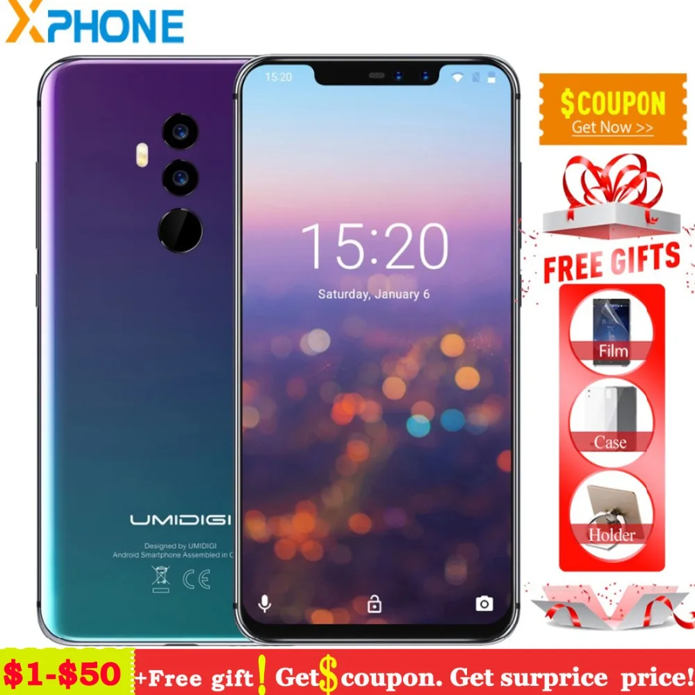 UMIDIGI Z2 6 ГБ 64 Гб Dual Core 4G Android 8 1 отпечаток лица ID 2 дюймов смартфон MTK6763 Octa четыре ядра