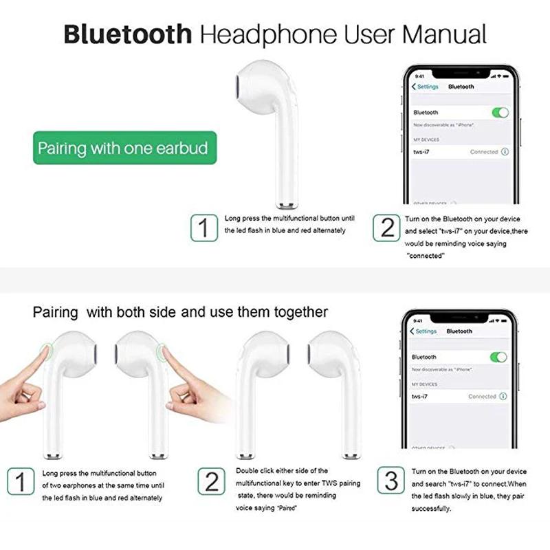 I7 Мини Bluetooth наушники беспроводные двойные TWS Близнецы стерео музыка гарнитура