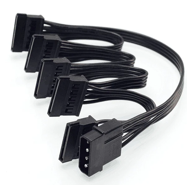 1 шт. 4Pin IDE Molex к 5-портовому 15Pin SATA кабель питания свинцовый 18AWG провод для жесткого