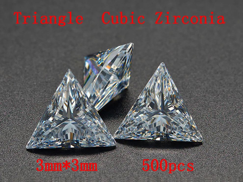 

MRHUANG SHINE !500pcs/pack Grade AAA Crystal Clear CZ Cubic Triangle 3*3MM Zirconia Stone DIY Beads For Jewelry Finding Hot!