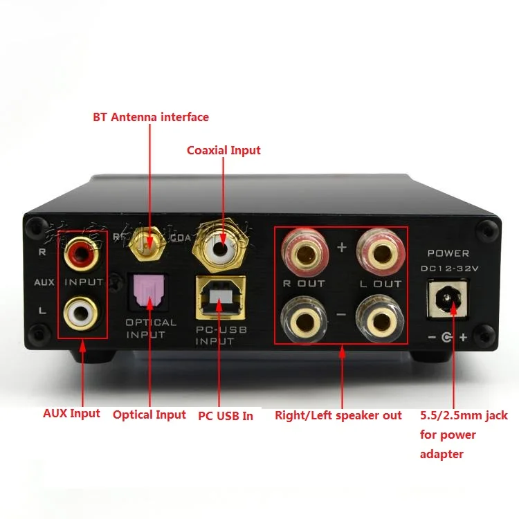 fx-аудио D802C PRO Bluetooth@4.2 APTX полный цифровой усилитель вход USB/AUX/оптический/коаксиальный 24 бит/192 кГц 80 Вт* 2 DC32V/5A