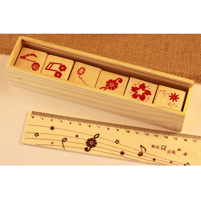 Творческие музыкальные Цветы DIY деревянный штамп многофункциональная винтажная