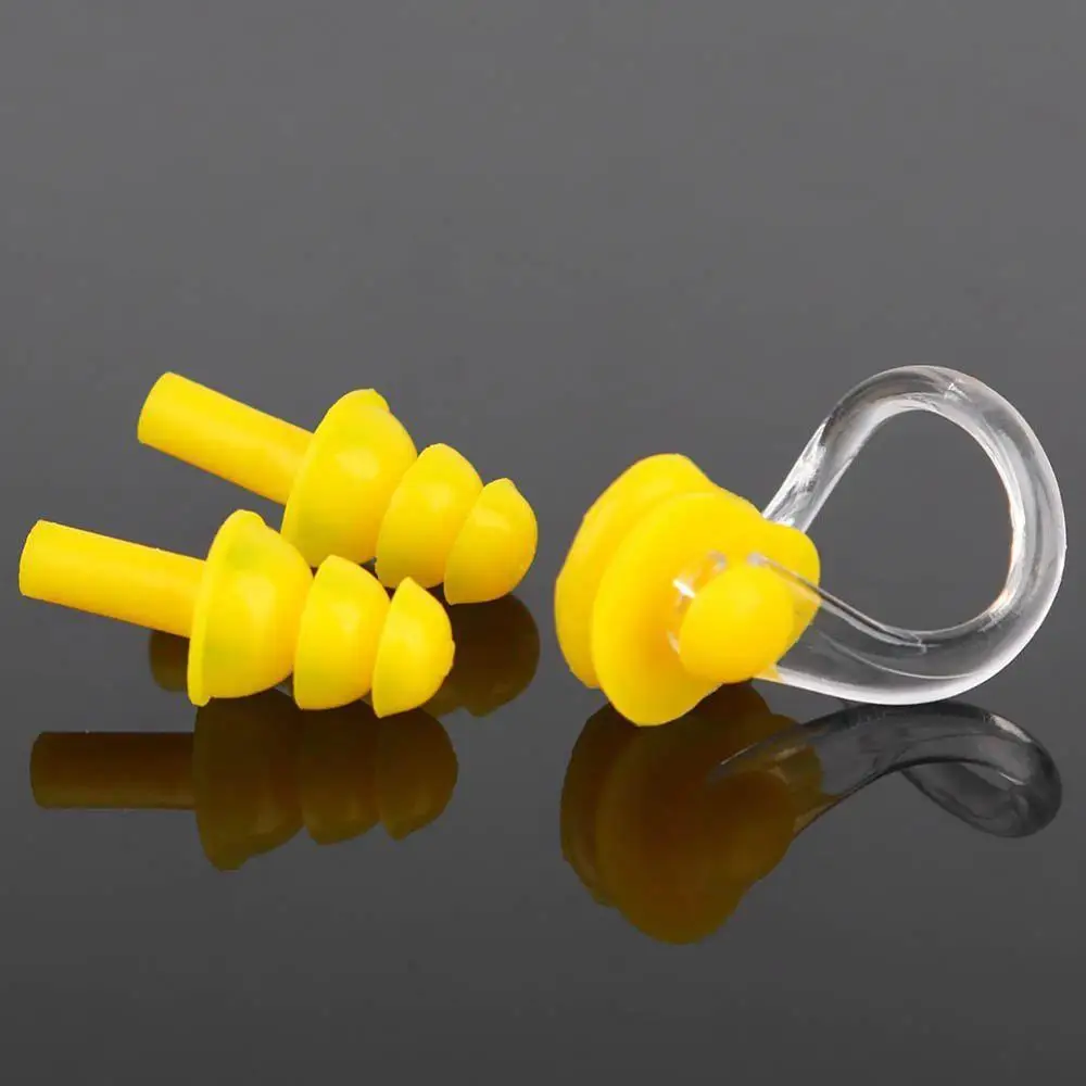 Two in one 5 Colors Soft Silicone Swimming Set Waterproof Nose Clip + Ear Plug Earplug Useful | Спорт и развлечения
