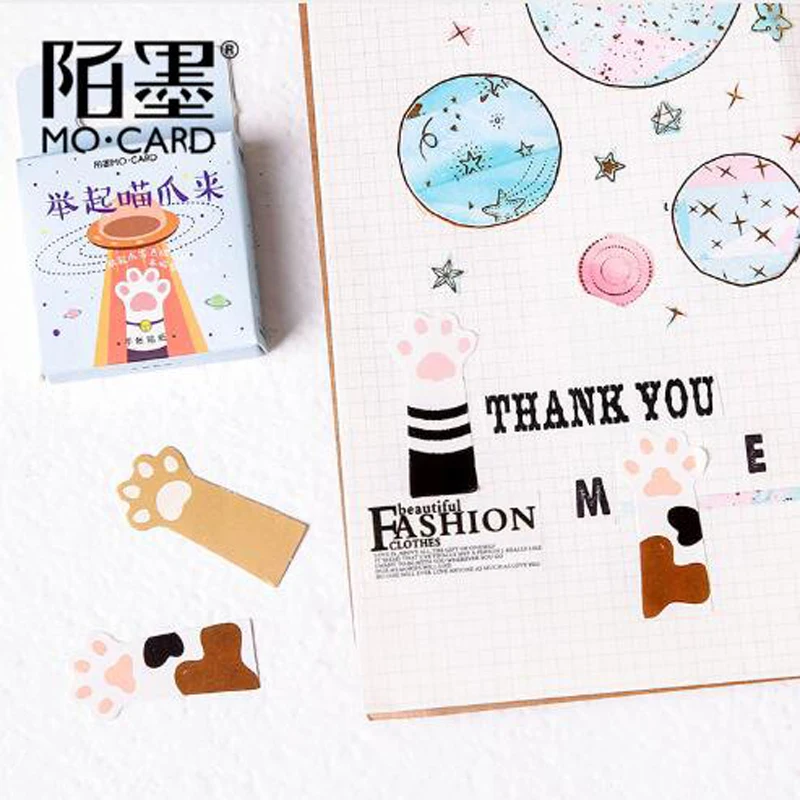 Kawaii Cat's Paw Mini Paper Decoration DIY Scrapbook Notebook Album seal Sticker Stationery Holiday gift Girl 45Pcs/box | Канцтовары
