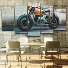 Модульные холщовые постеры HD с принтом для гостиной, 5 панелей, винтажная мотоциклетная рама, настенная живопись, украшение для дома, картины