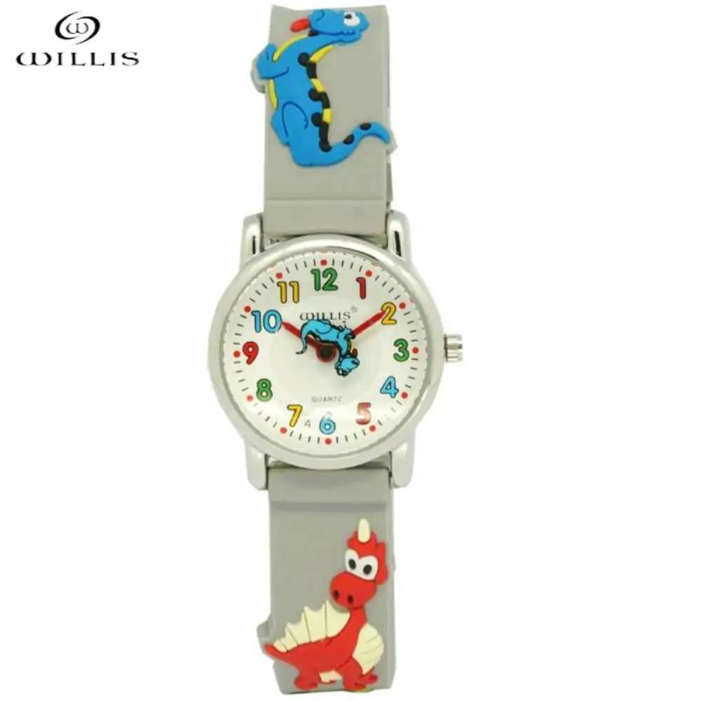 Уиллис водонепроницаемые детские часы с динозавром 3D Мультяшные силиконовые