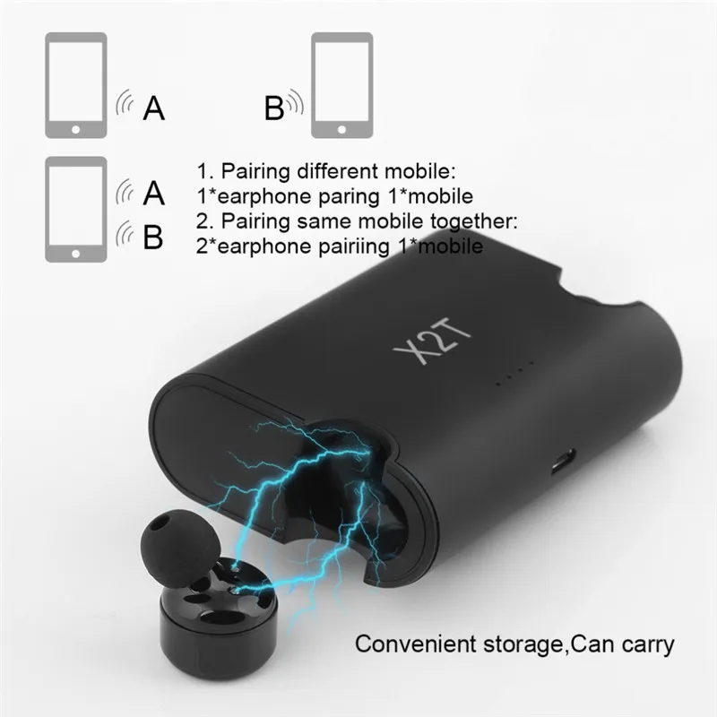 X2T миниатюрные Bluetooth наушники вкладыши беспроводные TWS с микрофоном