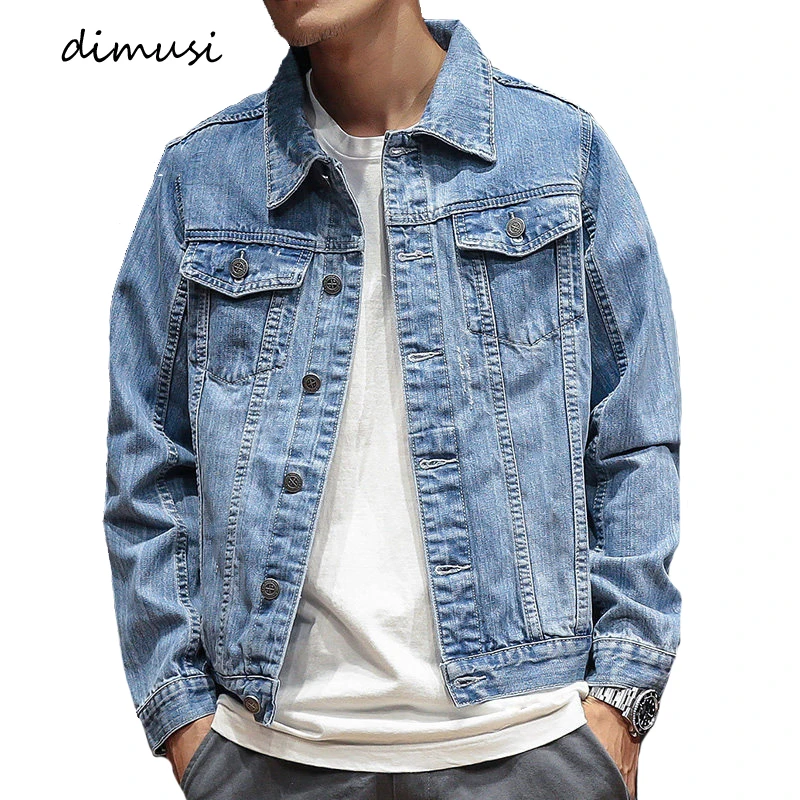 

DIMUSI Autumn Mens Denim Jacket Men Trendy Casual Windbreaker Denim Jacket Male Bomber Ripped Cowboy Jeans Jackets Clothing