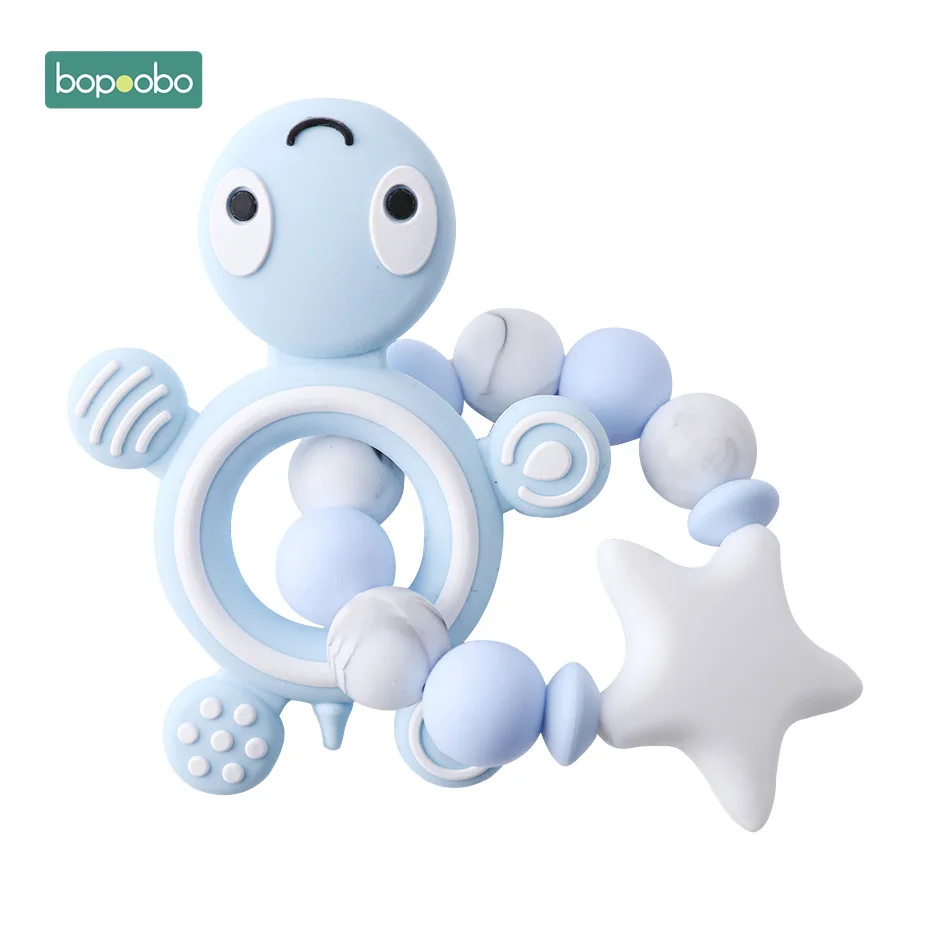 Candy Blue Turtle Bopobo 1 шт., силиконовый грызун, Детские Прорезыватели для зубов, бусины, силиконовые перламутровые Прорезыватели для прорезывания зубов, силиконовые Черепашки, детский Прорезыватель для зубов из пищевого силикона - Цвет: Candy Blue Turtle
