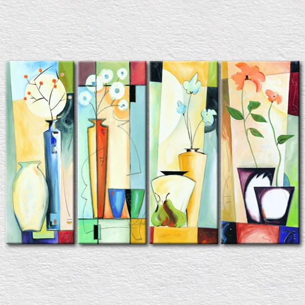 

Wholesale Good price home decor supplies art canvas printed 4pcs set Abstract paintings for living room wall with size 4pcs