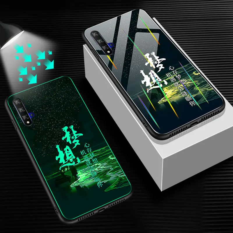 Светящийся чехол для телефона huawei Honor 20, чехол, светящаяся задняя крышка из закаленного стекла для huawei Honor 20 Pro, чехол, силиконовый чехол