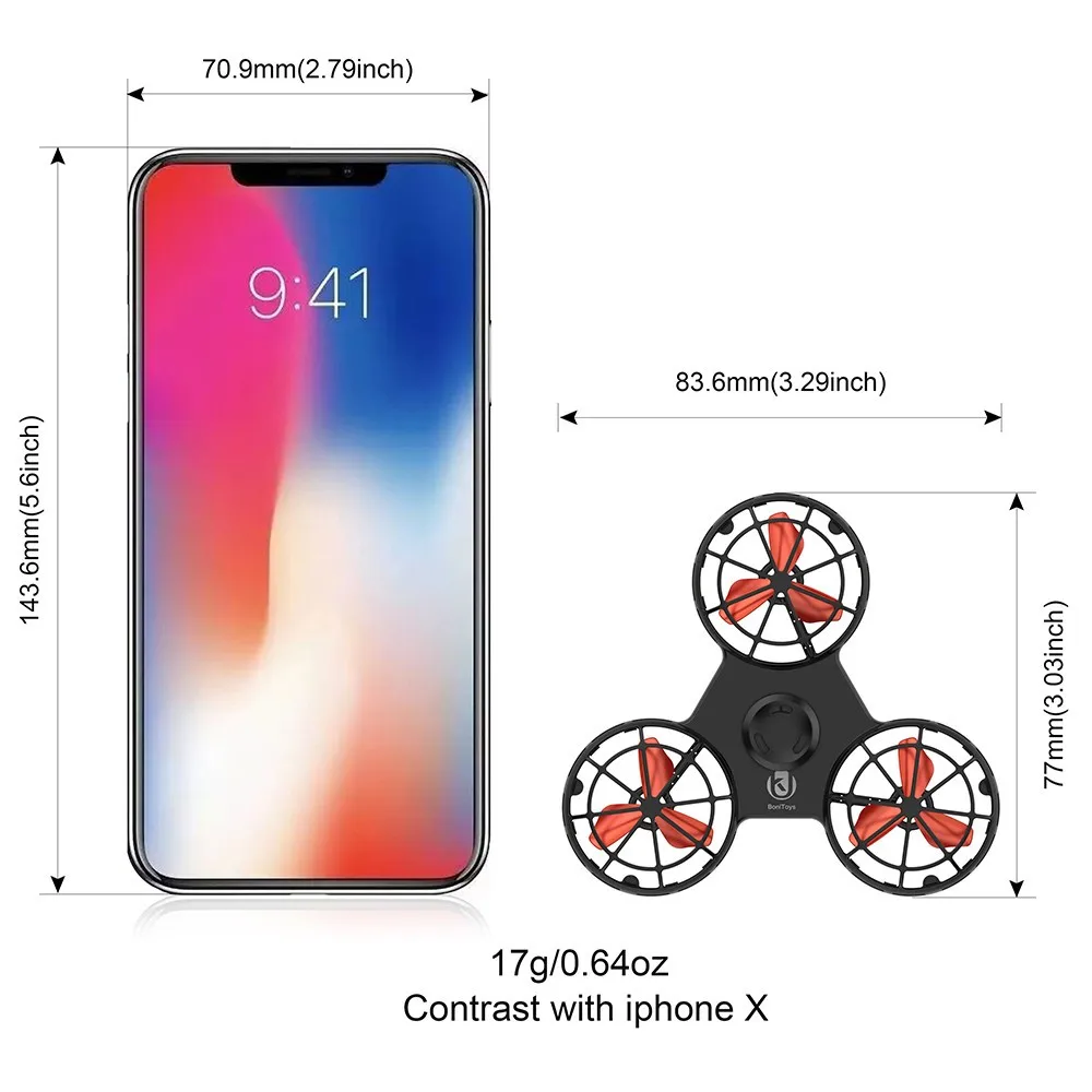 1pc High quality Tiny Toy Drone Flying Fidget Spinner Stress Relief Gift USB charging Gyroscop |