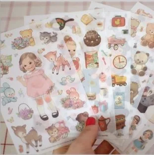 Милые канцелярские принадлежности 6 листов/1 Набор kawaii Deco Cat Girl Скрапбукинг планировщик наклейки/Липкие заметки/filofax/papeleria/канцелярские принадлежности - Цвет: 5 Pvc doll mate