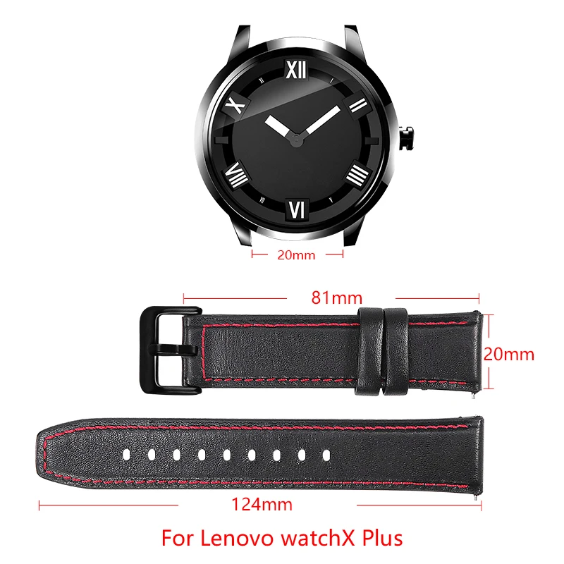 20 мм кожаный ремешок для часов lenovo watch X plus кожаный+ Силиконовый браслет с металлической пряжкой мужские и женские Сменные Мужские t band watch аксессуары
