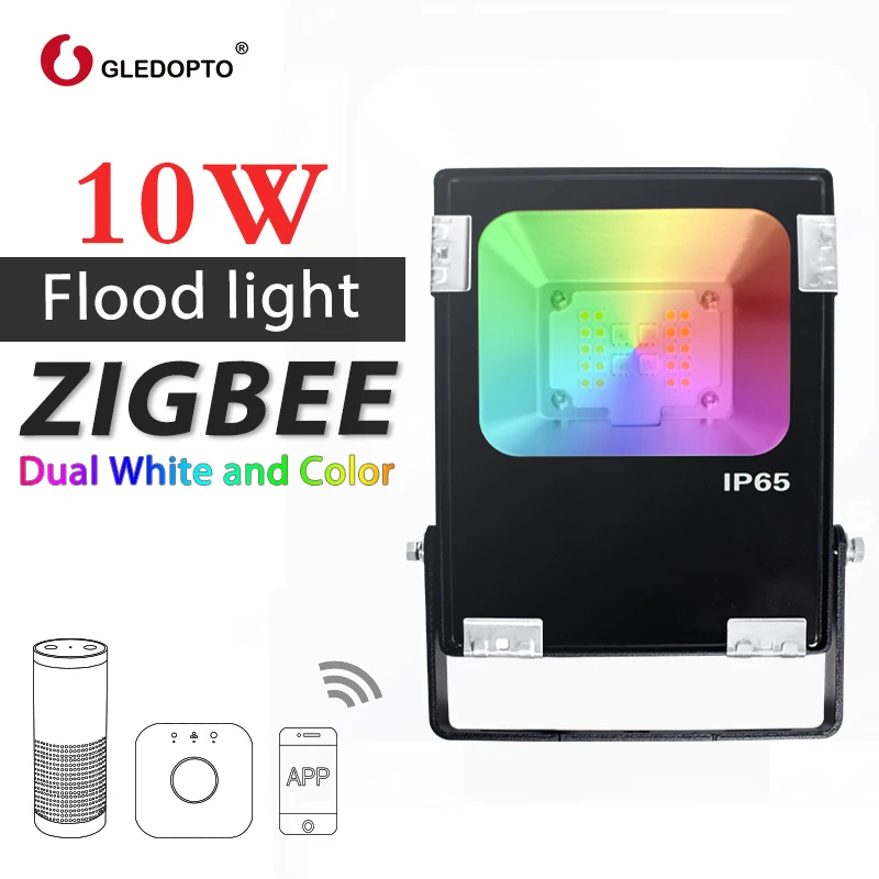 G светодиодный OPTO ZIGBEE светодиодный 10 Вт Светодиодный прожектор светильник RGB+ CCT теплый белый и холодный белый свет zigbee светильник ссылка AC110-240V ЕС AU плагин работать с echoplus