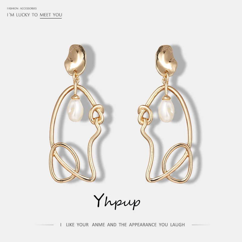 Серьги с золотым жемчугом Yhpup японские и корейские модные серьги подвески для