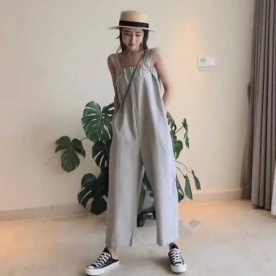 Женские комбинезоны и шифоновые на тонких бретельках длинные прямые свободные с