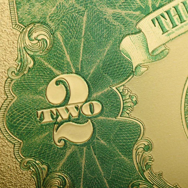 WR 1928 год американская цветная Золотая банкнота USD 2 позолоченная фольга