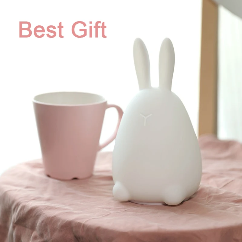 Kawaii Mi Rabbit потрепанный силиконовый светодиодный светильник, ночник с разноцветным сенсорным датчиком, лучший подарок для детей, Детский Светильник