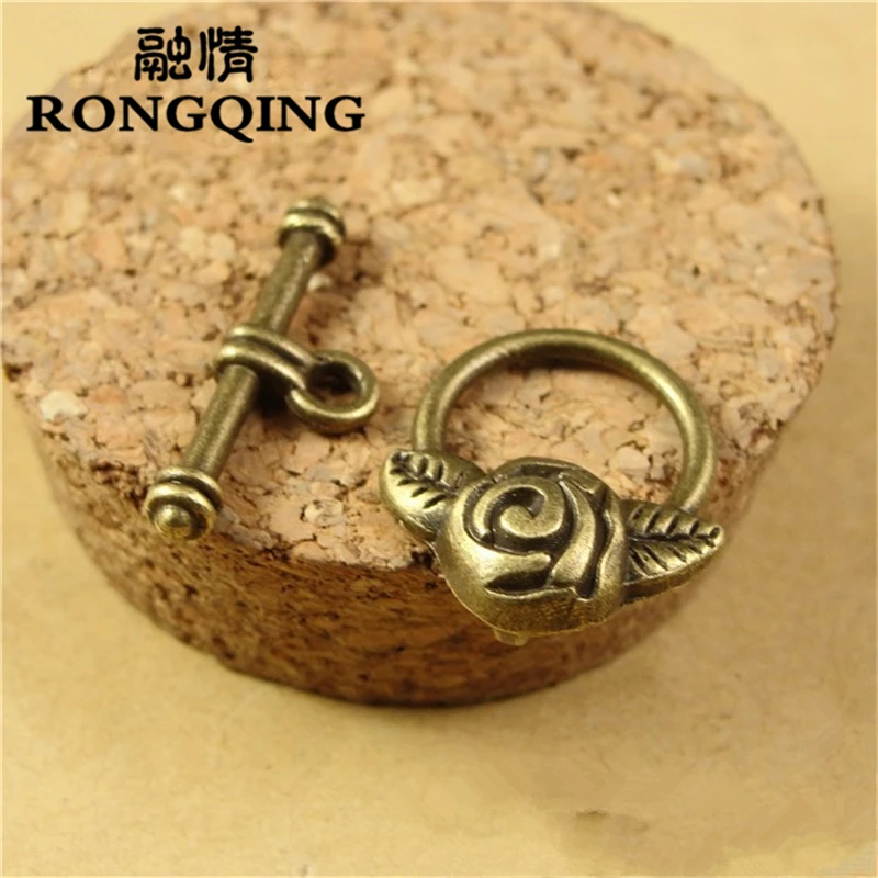 

RONGQING 50Sets/lot 19*17MM flower Shaped Circle Hook Clasps Making Jewelry Findings for DIY Jewelry Making Bracelets
