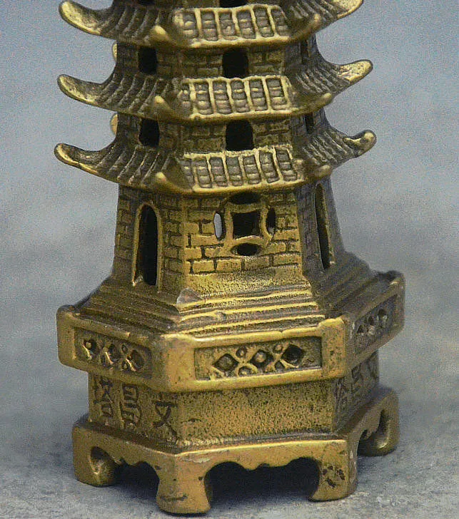 5 &quotКитайский буддизм латунь медь 7 этаж башня wenchang Stupa статуя пагоды|Статуи и