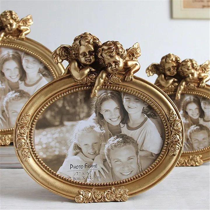 7inch oval gold Ретро серебристо-белая Полимерная фоторамка настроена фоторамка для творчества амудон фото для домашнего свадебного украшения фоторамка - Цвет: 7inch oval gold