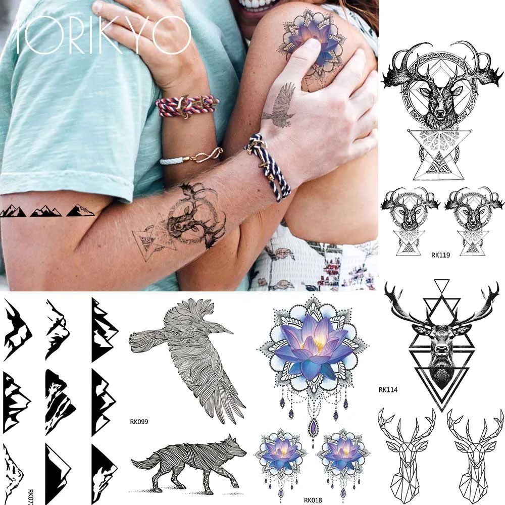 Горячая новинка геометрические черные татуировки наклейки Totem ELK Arm Art временная