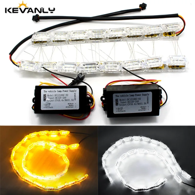 2 шт. ДХО 14 16LED гибкий струящийся водонепроницаемый последовательный светильник