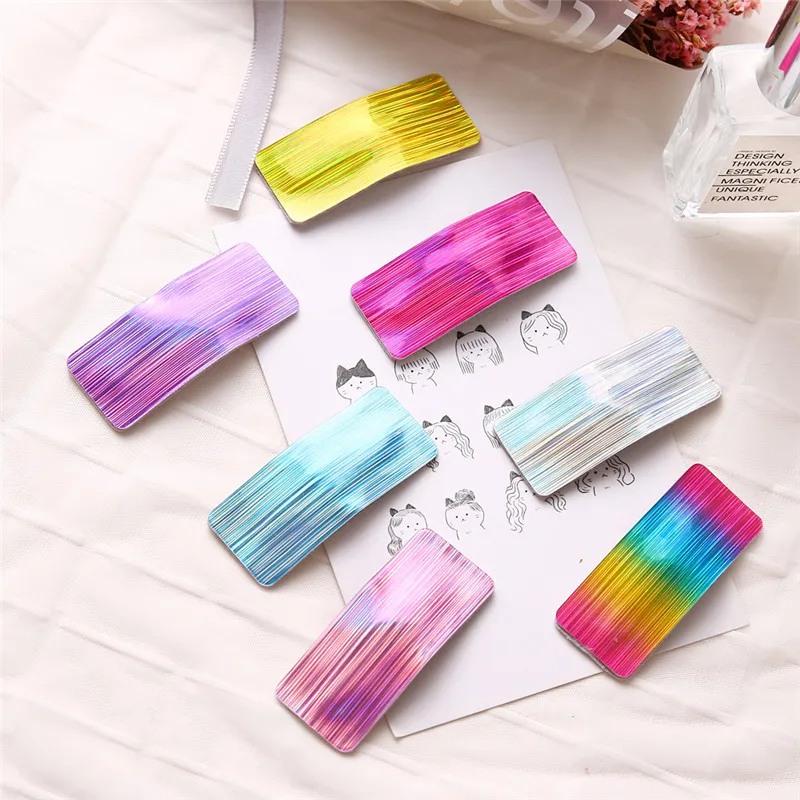 

15pcs/lot Nwe Popular Laser Hair Clip Side Clip Girls Color Glossy Simple BB Clip Cute Geometry Hairpin Kids Hair Accessories