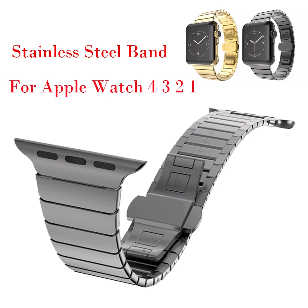 

Luxury Stainless Steel Watch Band for Apple Watch 4 3 2 1 44mm 38mm 42mm 33mm Bracelet Strap Bands For iwatch Butterfly Clasp