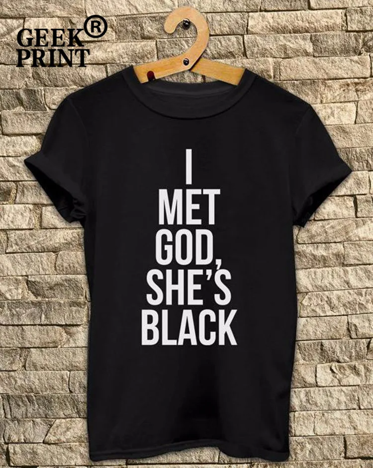 Женская футболка с надписью I Met God She's Black и логотипом Humour женская S 3XL|Футболки| |